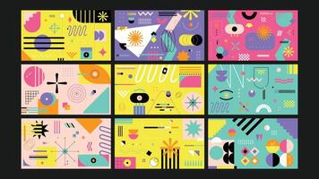 Vibrant Geometric Abstract Set vector