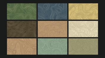 Abstract Topographic Terrain Background Set vector