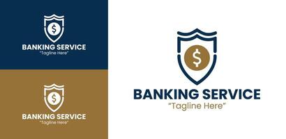 Professional Shield Logo Design for Secure Banking Services with Blue and Gold Color vector