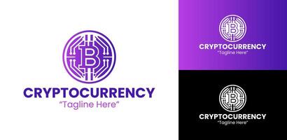 Professional Cryptocurrency Logo with Bitcoin Symbol and Digital Design vector