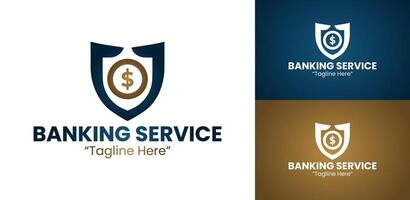 Modern and Professional Banking Service Logo with Secure Shield and Dollar Symbol vector