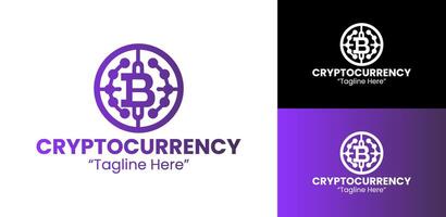 Purple Cryptocurrency Logo with Bitcoin and Digital Tech Style for Branding vector