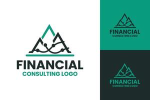 Professional Green Financial Consulting Logo with Mountain and Data Points vector
