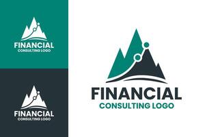 Sleek Green and Black Financial Logo for Consulting with Mountain and Data Points vector