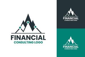 Minimalist Green and Black Financial Consulting Logo with Graph and Peaks vector