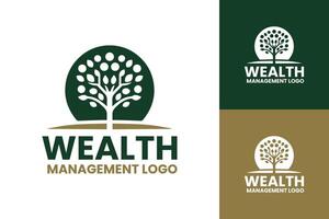 Creative Tree-Based Wealth Management Logo in Green and Gold vector