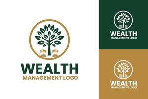 Modern and Elegant Wealth Management Logo with Tree and Coins vector