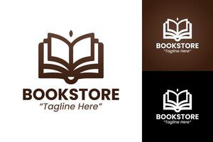 Modern Bookstore Logo in Brown with Stylized Open Book Symbol vector
