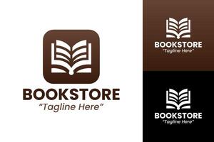 Professional Brown and White Bookstore Logo with Open Book Design vector