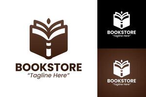 Elegant Brown Bookstore Logo Featuring a Stylized Open Book Design vector