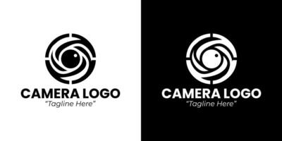 Modern Camera Logo in Black and White with Circular Design vector
