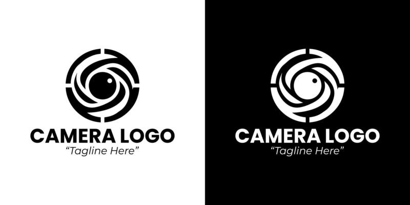 Modern Camera Logo in Black and White with Circular Design