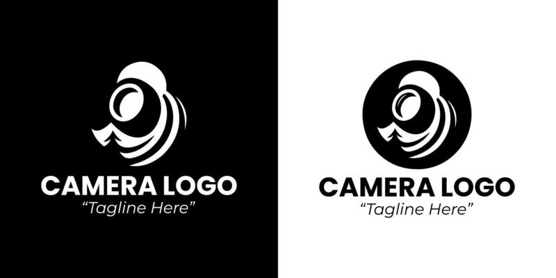 Creative Photographer Camera Logo in Black and White with Spiral Design