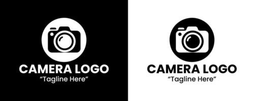 Minimalist Camera Logo Design in Black and White with Elegant Icon vector