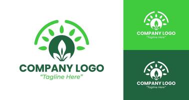 Modern Company Logo with Green Sun and Leaf Design for Eco-conscious Branding vector