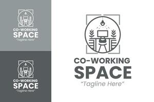 Line art and Professional Co-Working Space Logos for Productive Office Branding vector