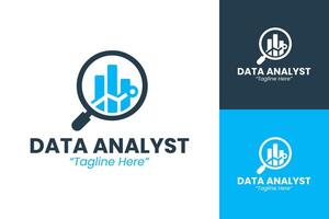 Professional and Modern Data Analyst Logo with Magnifying Glass and Graph vector