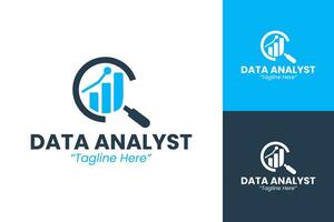 Sleek Data Analyst Logo with Graph and Magnifying Glass for Professional Branding vector