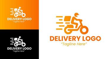 Dynamic Delivery Service Logo Featuring Scooter in Motion with Orange and Black Colors vector
