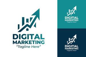 Modern Digital Marketing Growth Logo with Arrows and Graphs for Business Branding vector
