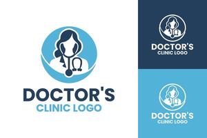 Modern and Professional Doctors Clinic Logo Design with Stethoscope Element vector