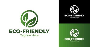 Modern and Professional Eco-Friendly Logo Design with Green Leaf Icon for Environmental Branding vector