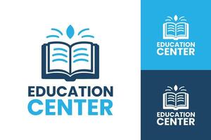 Modern Education Center Logo with Book and Building Icon for School or Learning Institute vector