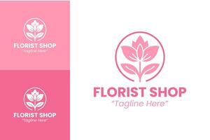 Floral Shop Branding Logos with Creative and Elegant Flower Designs vector