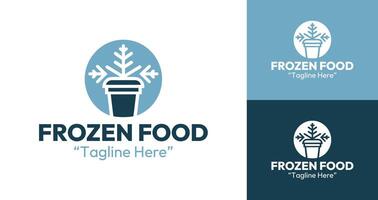 Stylized Frozen Food Container Logo in Cool Blue for Modern and Minimalist Packaging Identity vector