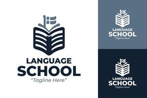Modern Flag and Book Logos for Language Schools and Academies vector
