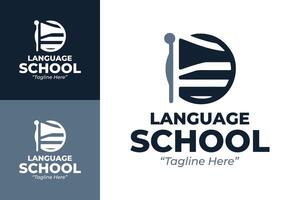 Unique Language School Logos with Flag Symbol Design vector
