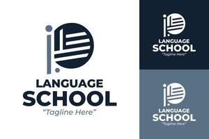 Minimalist and Clean Language School Logos vector