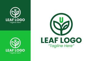 Professional Leaf Logo Design with Circle and Green Color Scheme vector