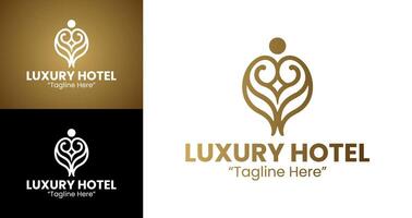 Modern Luxury Hotel Logo with Heart and Elegant Lines for Branding vector
