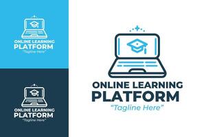 Creative Online Course Platform Logo with Graduation Cap and Book Design vector