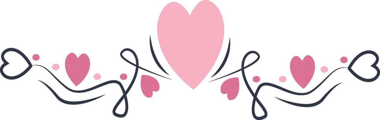 Romantic Divider Decoration Isolated on White Background.