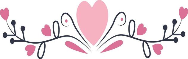 Romantic Divider Decoration with Simple Design. Isolated on White Background vector