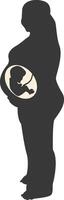 Silhouette of Pregnant Female in Abstract Design. vector