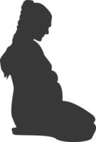 Silhouette of Pregnant Female with Abstract Shape vector