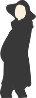 Silhouette of Pregnant Female in Abstract Shape, vector
