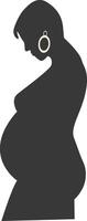 Silhouette of Pregnant Female in Flat Design. Isolated on White Background. vector