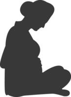 Silhouette of Pregnant Female in Flat Design. Isolated on White Background, vector