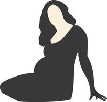 Silhouette of Pregnant Female in Flat Design, Isolated on White Background. vector