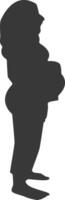 Silhouette of Pregnant Female with Flat Design, Isolated on White Background vector
