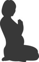 Silhouette of Pregnant Female with Flat Design. Isolated on White Background vector