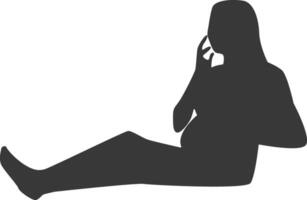 Silhouette of Pregnant Female with Flat Design, Isolated on White Background. vector