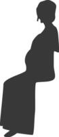 Silhouette of Pregnant Female with Flat Design. Isolated on White Background. vector