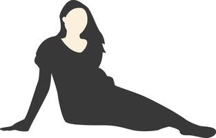 Silhouette of Pregnant Female with Flat Design. Isolated on White Background, vector