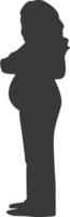 Silhouette of Pregnant Female with Simple Design. Isolated on White Background. vector