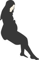 Silhouette of Pregnant Female with Simple Design. Isolated on White Background, vector